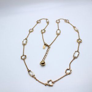 Kate Spade Long Necklace Chain Gold Tone - Geometric Crystal - Necklace 34 Inch